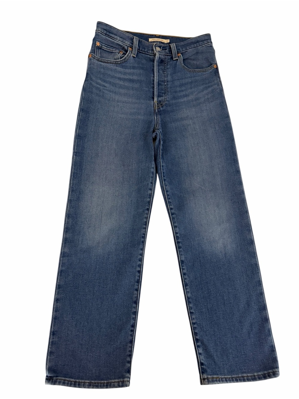 LEVI'S Blue Ribcage Straight Ankle High Rise Jeans Button Fly size 27